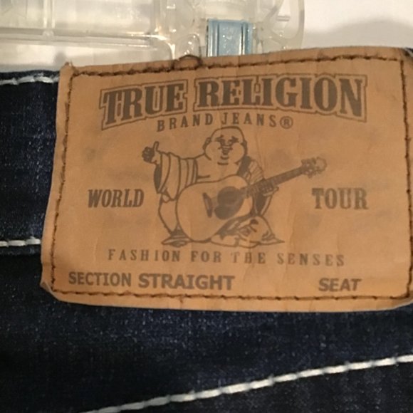 True Religion Men's Straight Flap Natural Big T Jeans Size 32 - Picture 6 of 9